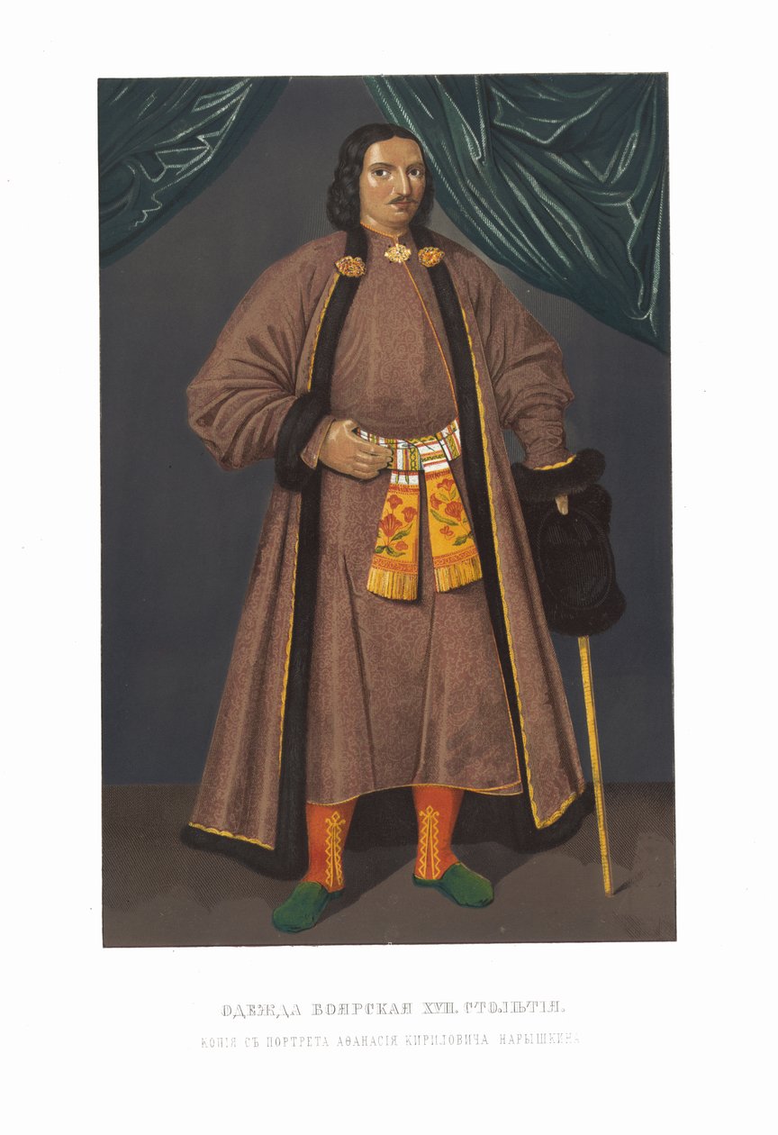 Boyar ruházat a XVII. században. Afanasij Kirillovics Nariskin. A régiségekből... alkotó: Fyodor Grigoryevich Solntsev