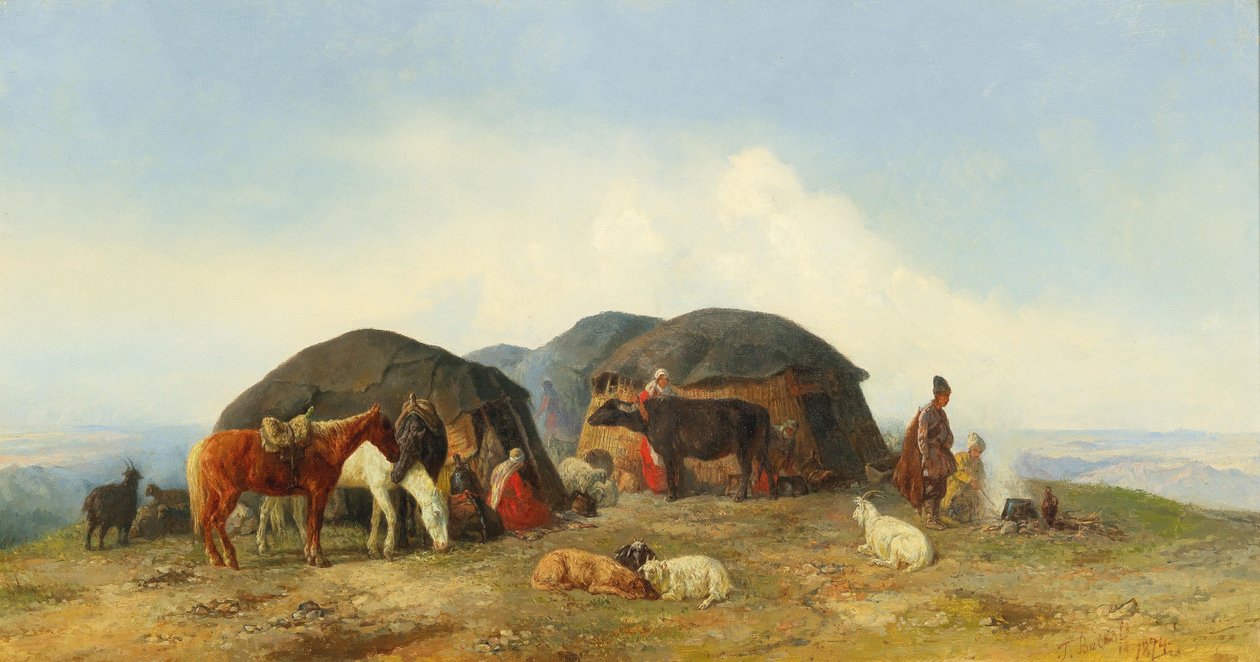 Pihenő marhapásztorok az Észak-Kaukázusban, 1874. alkotó: Fyodor Ilyich Baykov