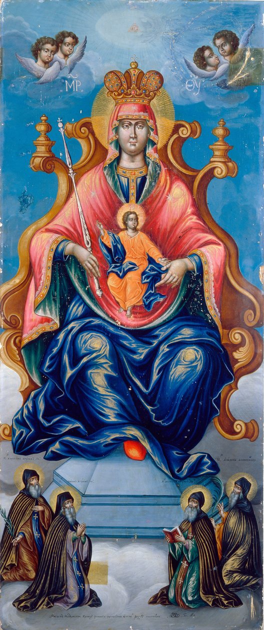 Pecherskaya isten anyja. Fjodor Nikonovszkij festménye (aktív 18. század vége), tempera fára alkotó: Fyodor Nikonovsky