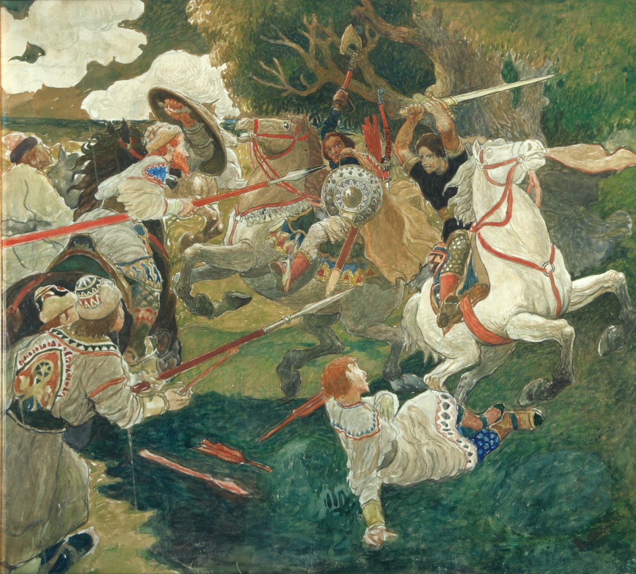 Csata. Jelenet az orosz történelemből, 1900-1910 alkotó: Fyodor Vladimirovich Shavrin