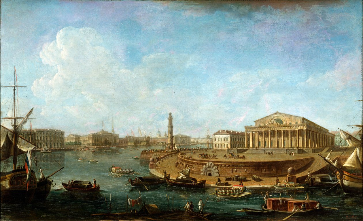 "Tőzsde és Admiralitás a Péter-Pál erődből nézve", Szentpétervár, 1810. alkotó: Fyodor Yakovlevich Alexeev