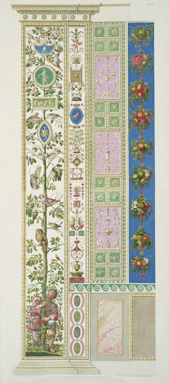 Panel a vatikáni Raphael Loggiáról, a „Delle Loggie di Rafaele nel Vaticano”-ból, Giovanni Ottaviani (kb. 1735-1808) metszet, 1772-77 körül megjelent (kézzel színezett metszet) alkotó: G. and Camporesi, P. Savorelli