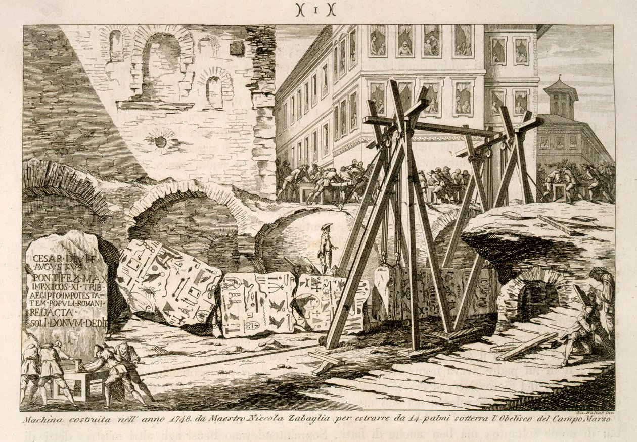 Nicola Zabaglia által 1748-ban feltalált eszköz a Campus Martiusban található obeliszk felemelésére, amely 14 kézzel volt a föld alatt alkotó: G. Balzar