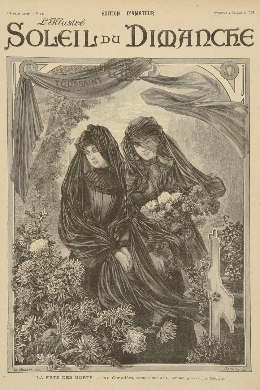 Mindenszentek napja, a Soleil du Dimanche címlapjáról, 1900. november 4. vasárnap alkotó: G. Bonnet