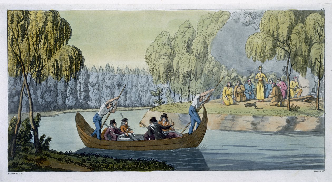 Wallis kapitány megtévesztése, Queen Oberea, Jules Ferrario „Le Costume Ancien et Moderne” 45. lemeze, megjelent az 1820-as és 30-as évek körül alkotó: G. Bramati