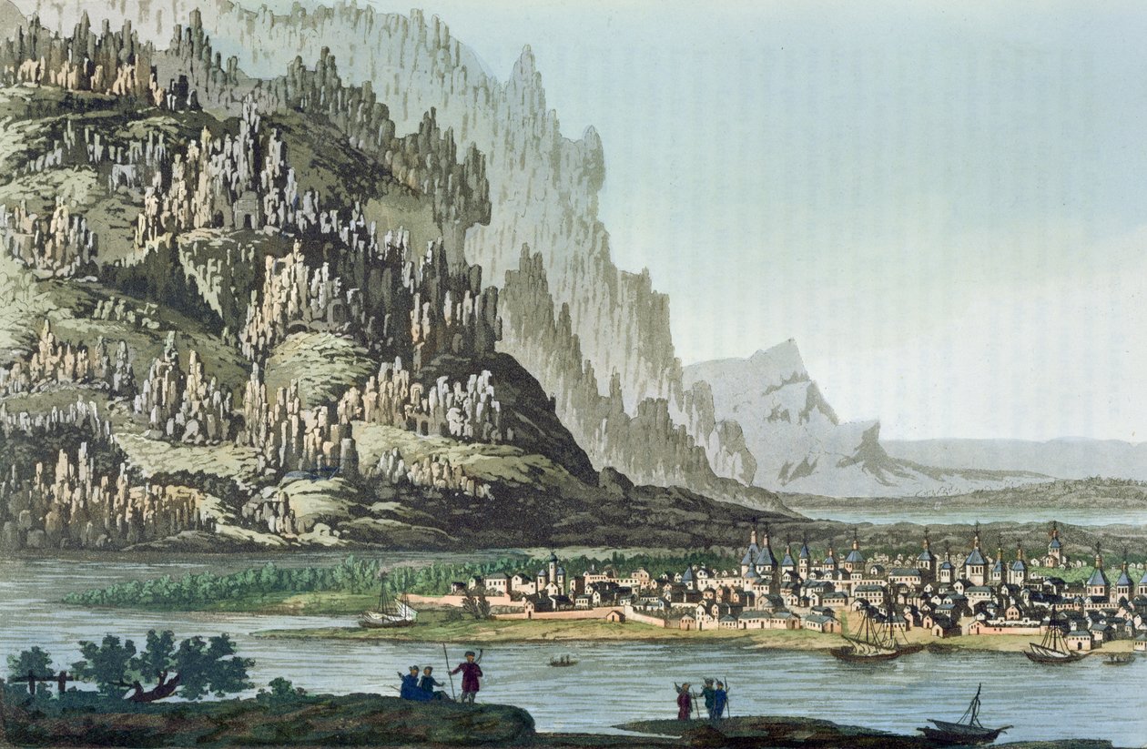Jakutszk városa, Illusztráció Jules Ferrario „Le Costume Ancien ou Moderne” című művéből, 1830 körül Milánóban (színes metszet) alkotó: G. Castellini