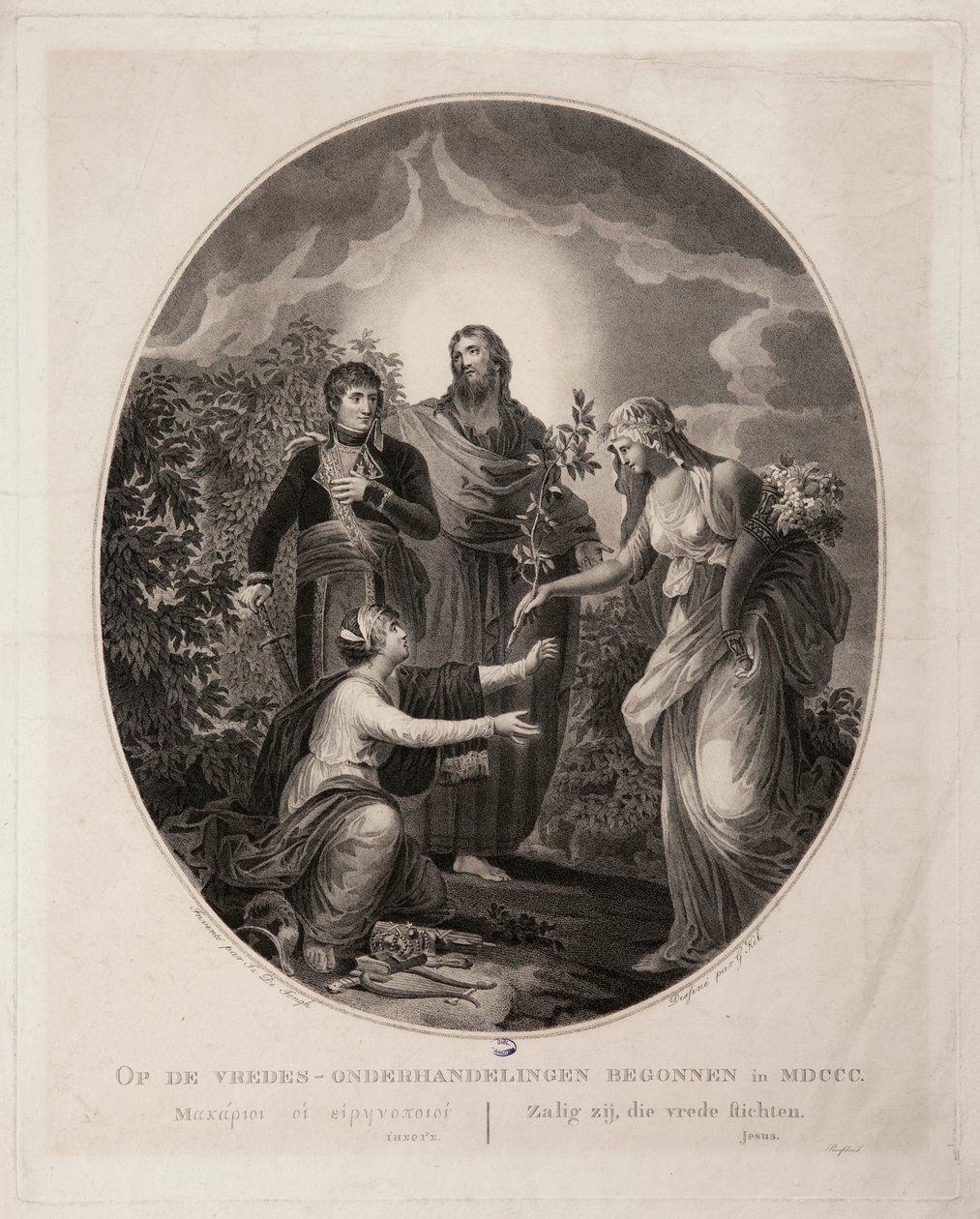 Allegória, Bonaparte békét hoz Hollandiába 1800-ban alkotó: G. Kok