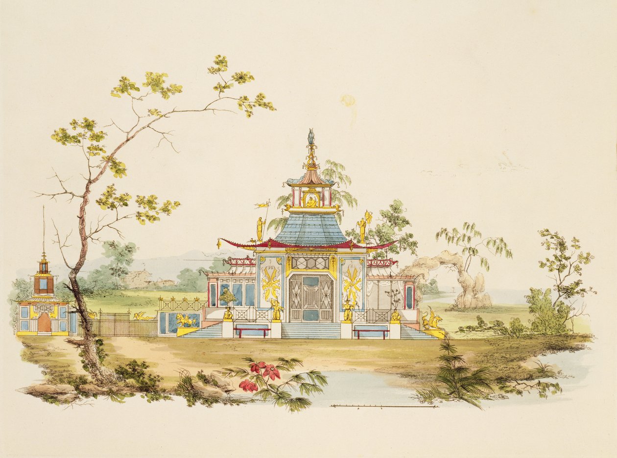 Tervezés egy kínai templomhoz, 1810 körül (toll, tinta és WC papíron) alkotó: G. Landi