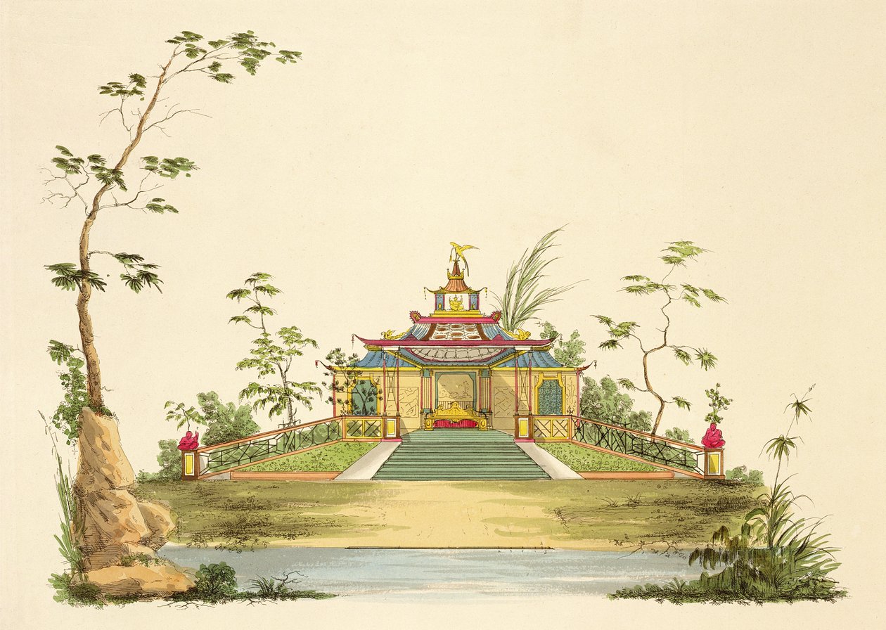 Tervezés egy kínai templomhoz, 1810 körül (toll, tinta és WC papíron) alkotó: G. Landi