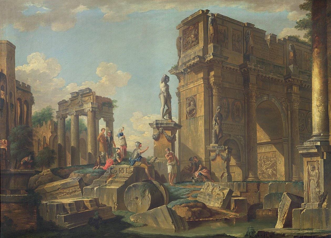Építészeti capriccio a konstantinápolyi boltívvel alkotó: Giovanni Paolo Pannini