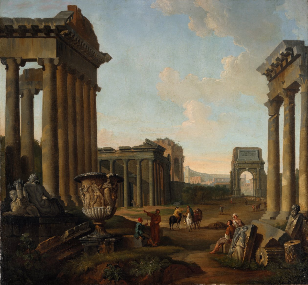 Figurák a romok capricciojában alkotó: Giovanni Paolo Pannini