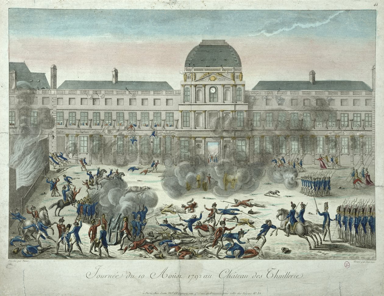 Chateau des Tuileries, 1792. augusztus 10., metszet: Jourdan alkotó: G. Texier