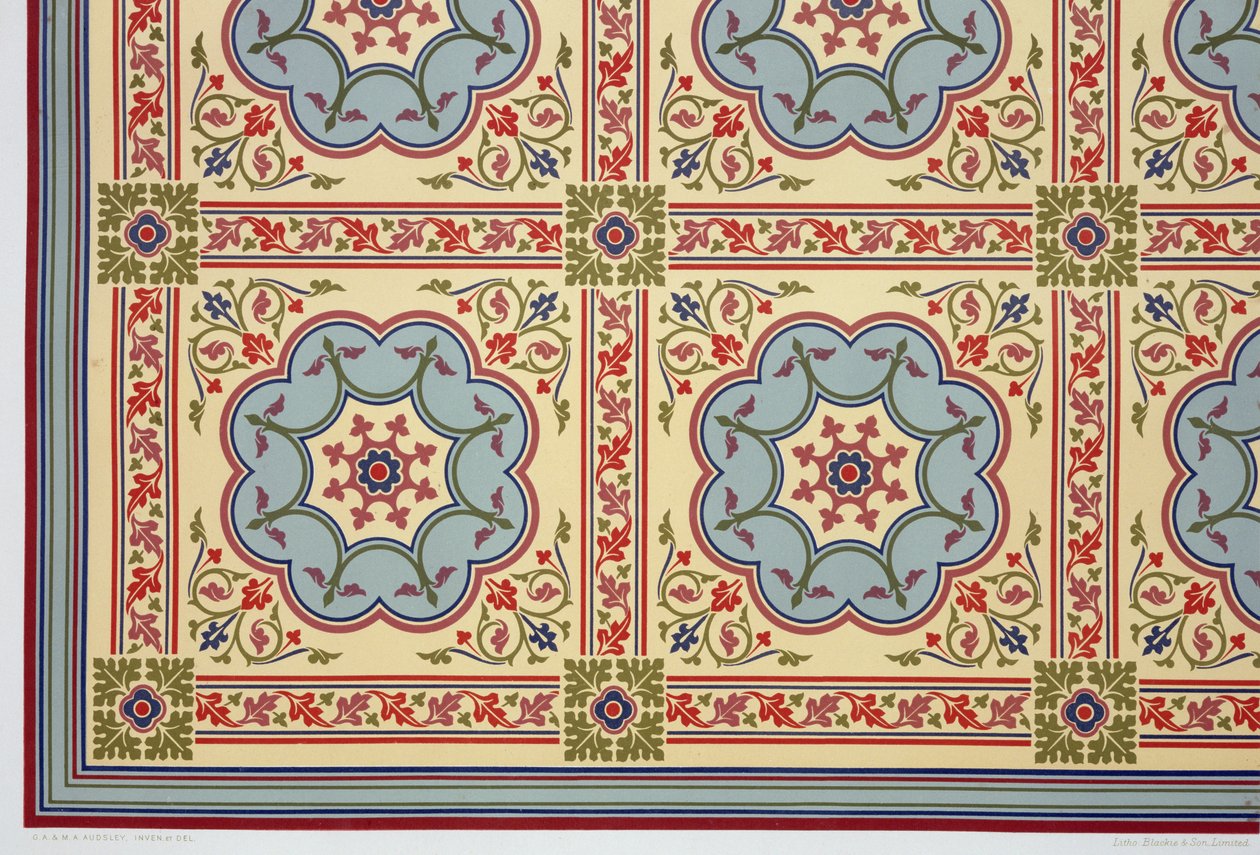 Középkori stílusú mennyezeti minták, George Ashdown Audsley „The Practical Decorator and Ornamentalist” című művéből, 1892 alkotó: G.A. and M.A. Audsley