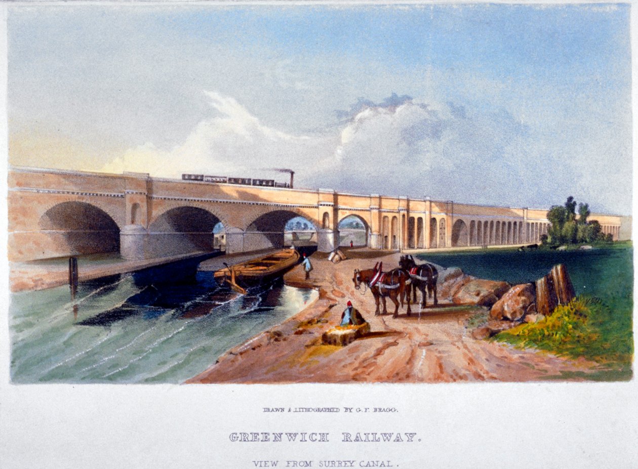 Greenwich Railway, Deptford, London, 1836 alkotó: GF Bragg
