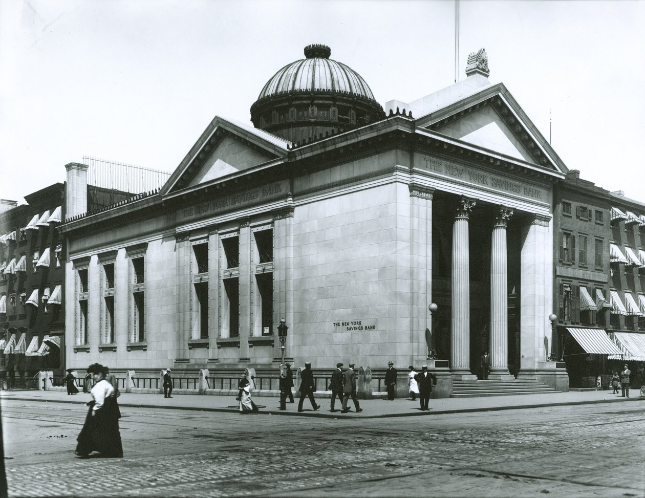New York Savings Bank (zselatin ezüst fotó) alkotó: G.P. Hall und Sohn