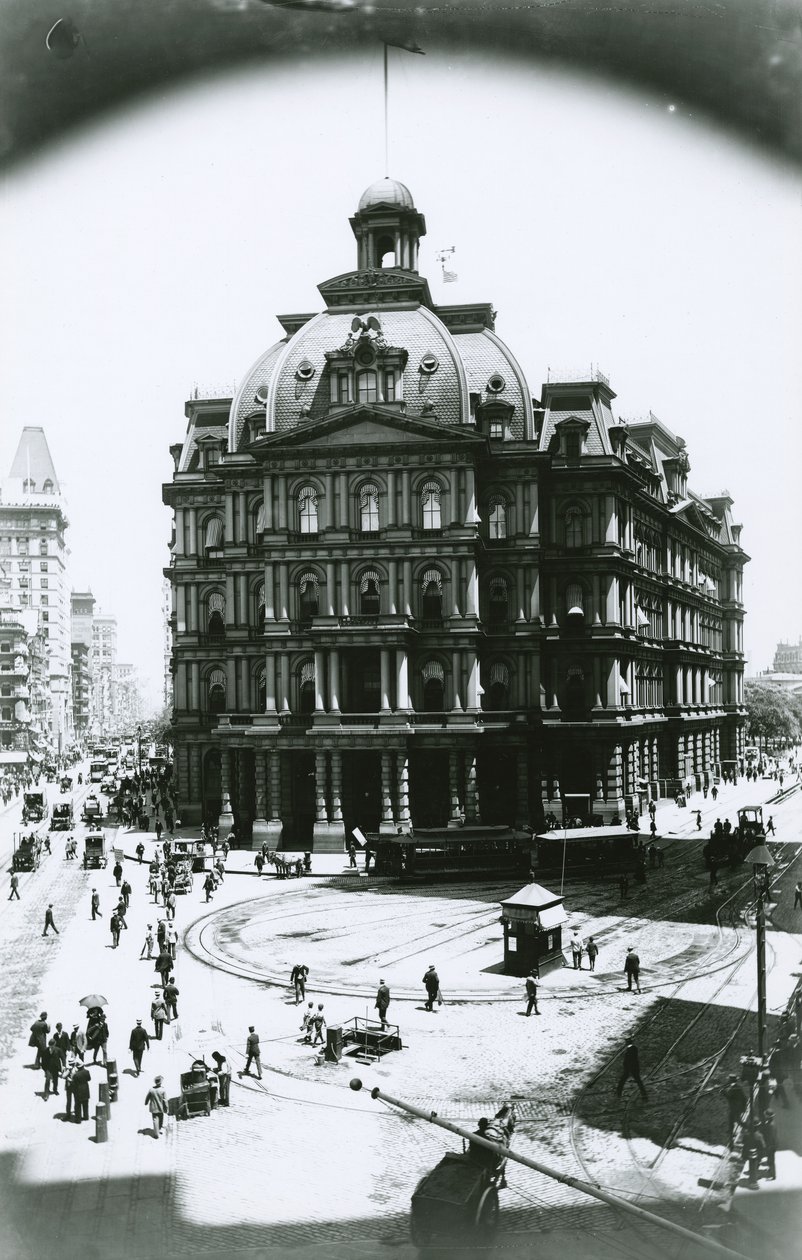 Old Post Office, Broadway és Park Row, New York City, 1900 körül alkotó: G.P. Hall und Sohn