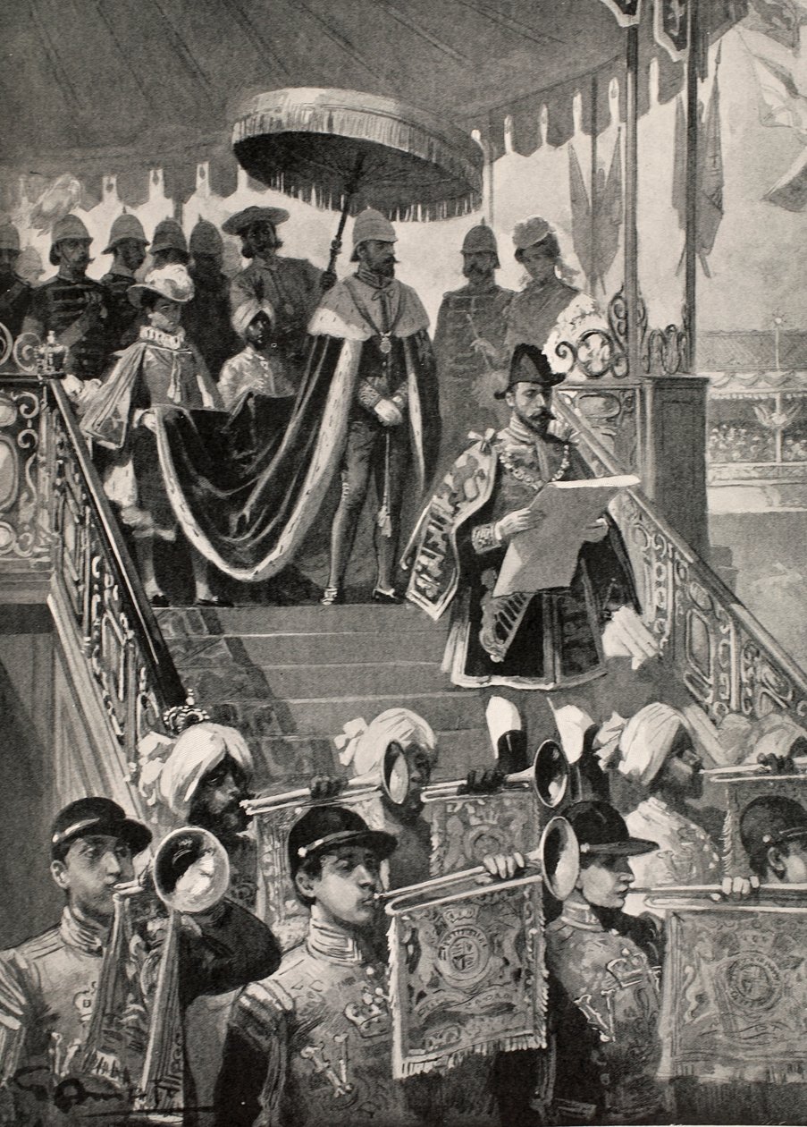 A brit korona indiai birodalmi címének első kihirdetése Delhiben, 1877. újév napján, a 