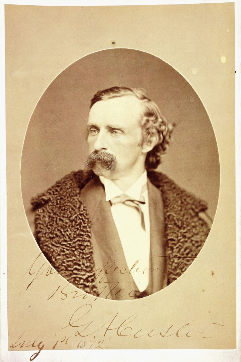 George Armstrong Custer kabinetportréja, bátyja, Tom Custer aláírásával és feliratával alkotó: G. A. Custer