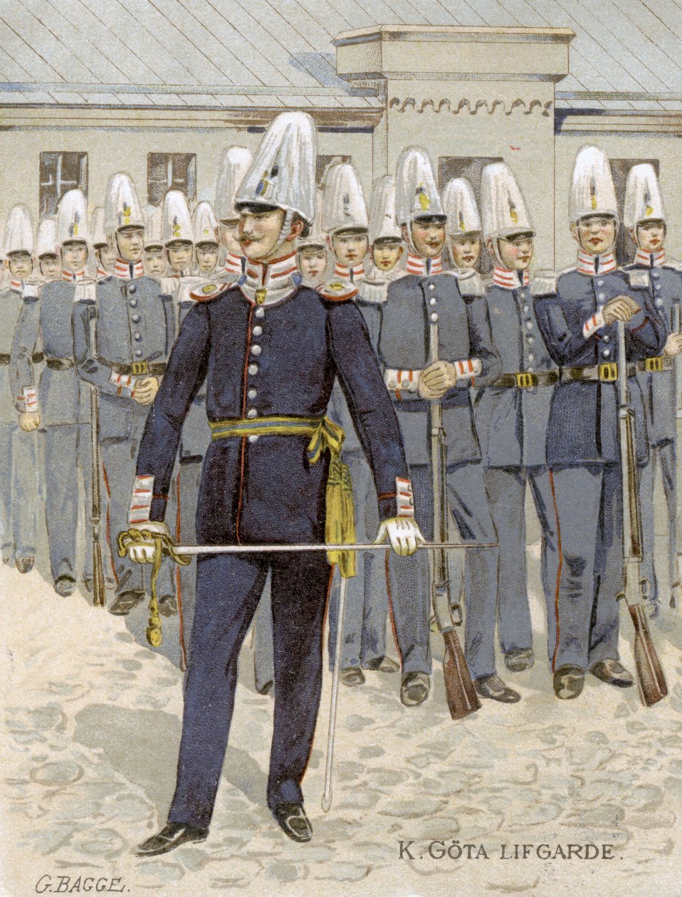 Svéd életőrök, Stockholm, Svédország, 1901 alkotó: G Bagge