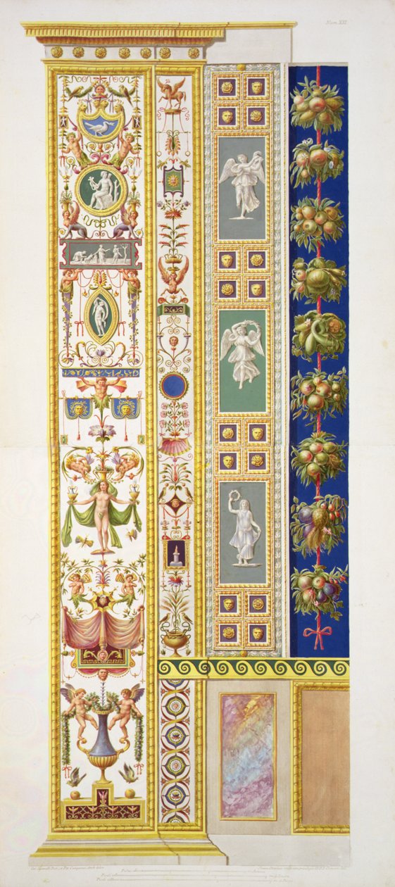 Panel a vatikáni Raphael Loggiáról, a „Delle Loggie di Rafaele nel Vaticano”-ból, Giovanni Ottaviani (kb. 1735-1808) metszet, 1772-77 körül megjelent (kézzel színezett metszet) alkotó: G. and Camporesi P. Savorelli