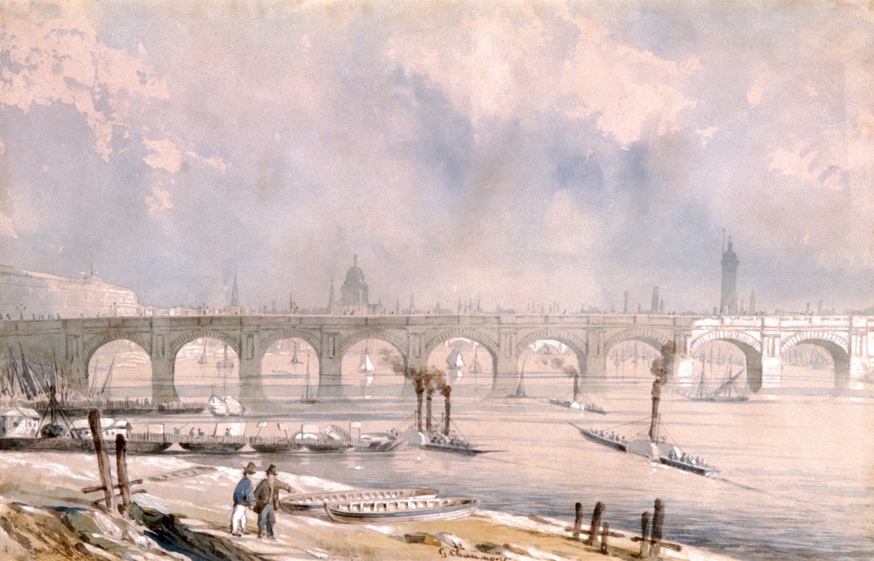 „Waterloo Bridge, a City felé néz”, London, 1847 alkotó: G Chaumont