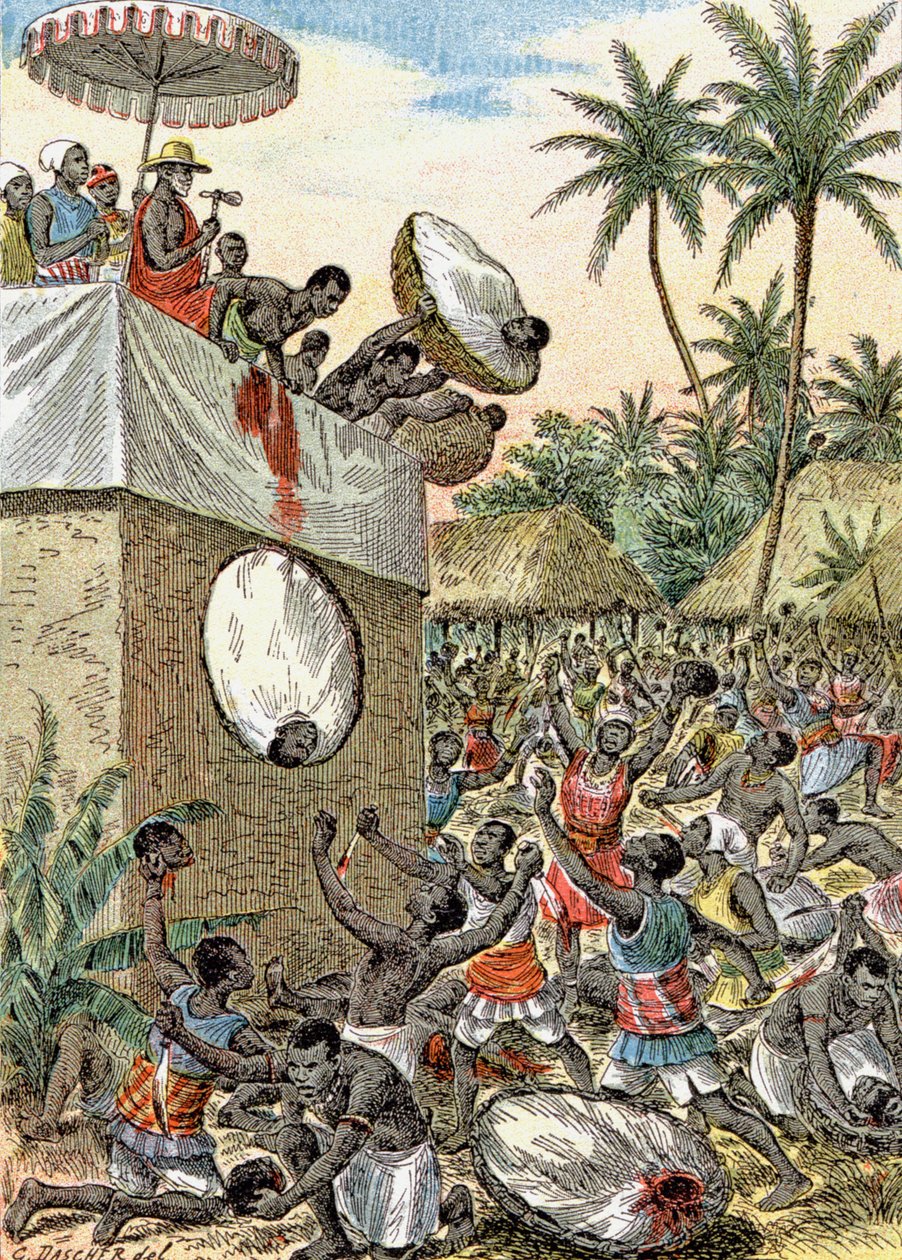 Emberáldozatok Afrikában, 1900 körül (illusztráció) alkotó: G. Dascher
