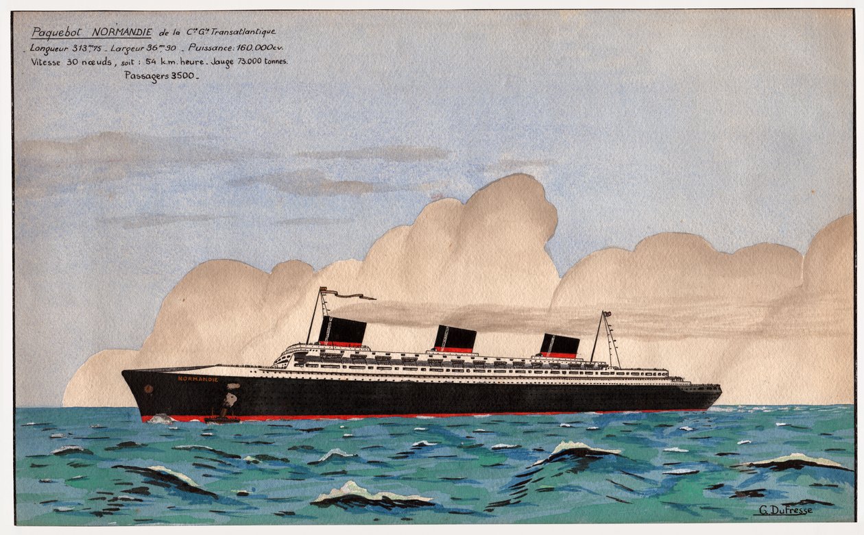 A Normandy vonalhajózás. 1935 körül (gouache) alkotó: G. Dufresse