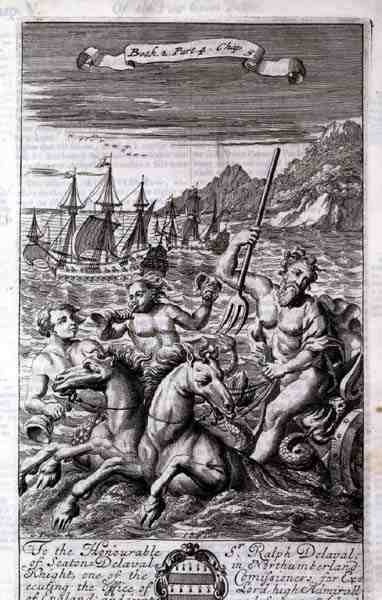 Neptunusz szekerében, illusztráció a 2. könyv 4. részéből, Anthony Le Grand „A filozófia alapelvei” 5. fejezetéből, vésette Johannes Kip (1652/53-1722) alkotó: G Freman