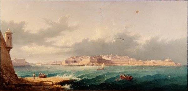 Valletta és a Grand Harbour a Ricasoli Pointtól alkotó: G. Gianni