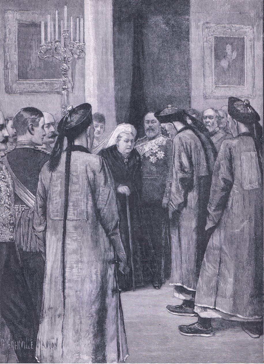 Li Hung-Chang látogatása a királynőnél Osborne-ban, illusztráció Cassells Anglia története, 1900-as évek alkotó: G. Grenville Manton