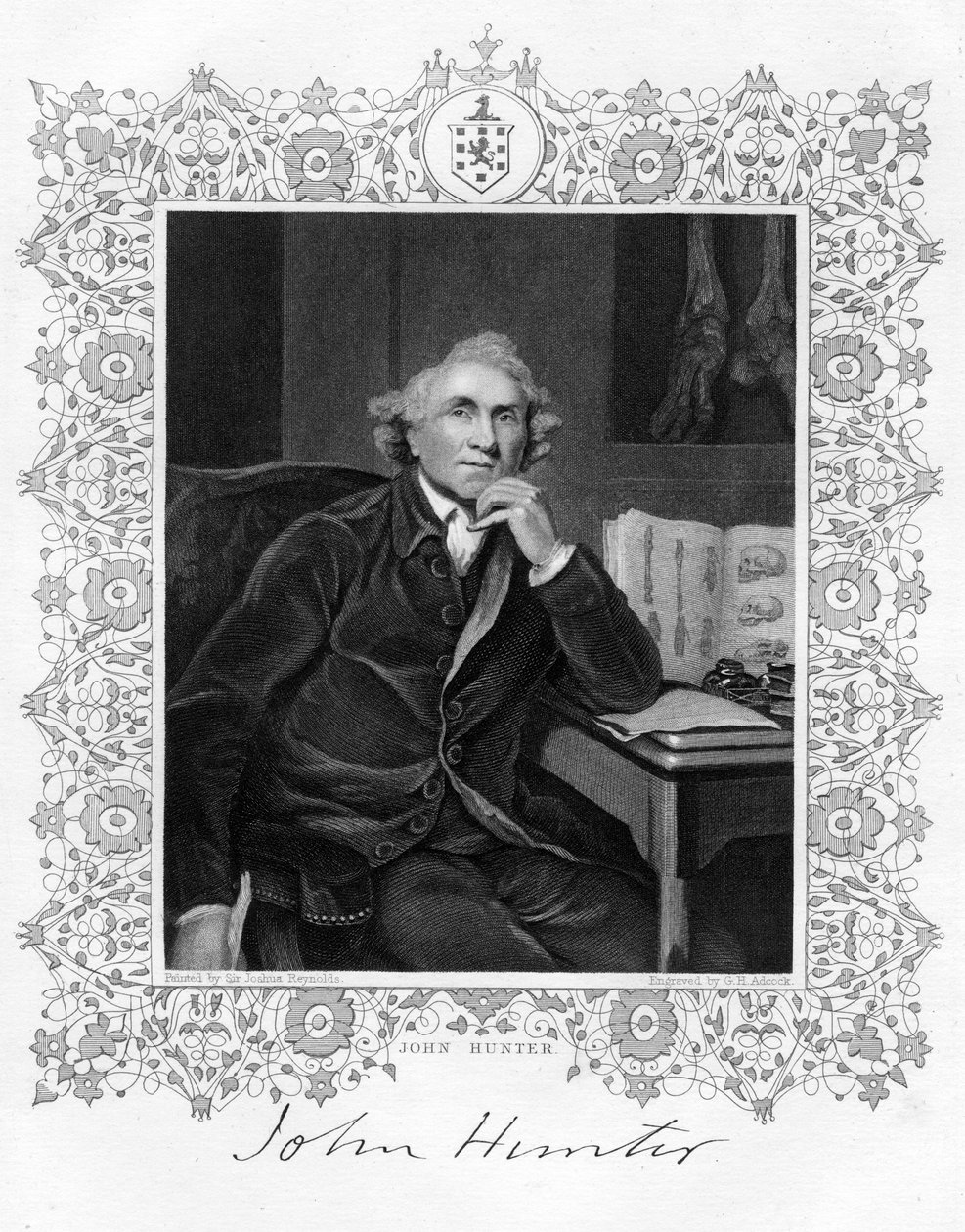 John Hunter 1728-1793, skót sebész, XIX. alkotó: G. H. Adcock