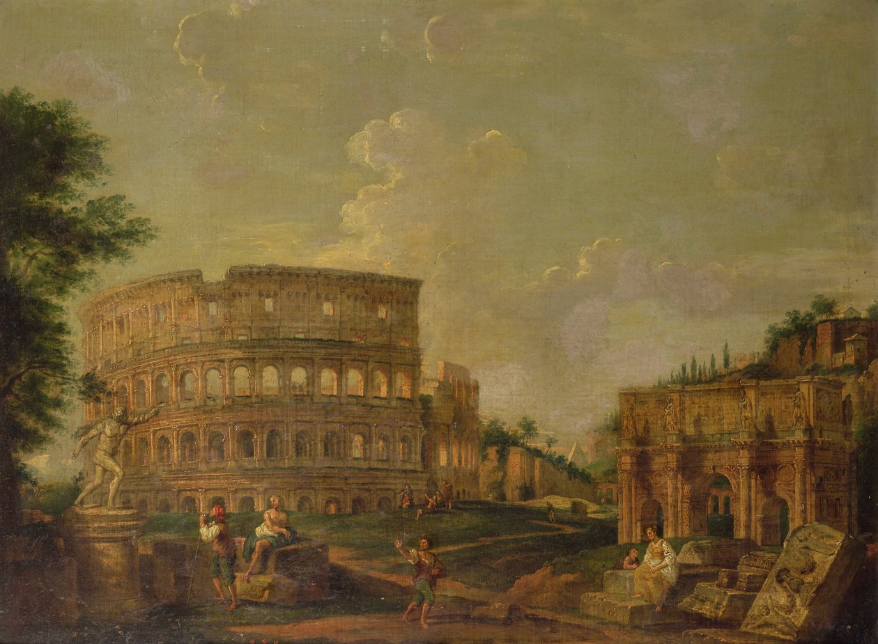 A Colosseum Konstantin ívével, 1730 körül (olaj, vászon) alkotó: G. P. (attr. to) Pannini or Panini
