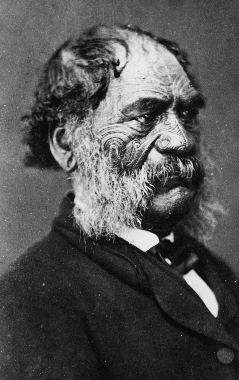 Hori Kingi Te Anaua, a Ngati Ruaka törzs vezetője, 1860 körül alkotó: G. W. Bishop