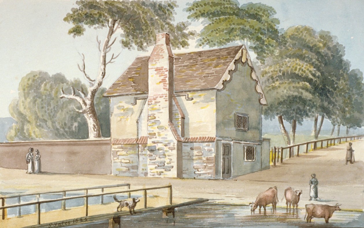 Egy alamizsnaház Carshaltonban, Surrey államban, 1826-ban alkotó: G Yates