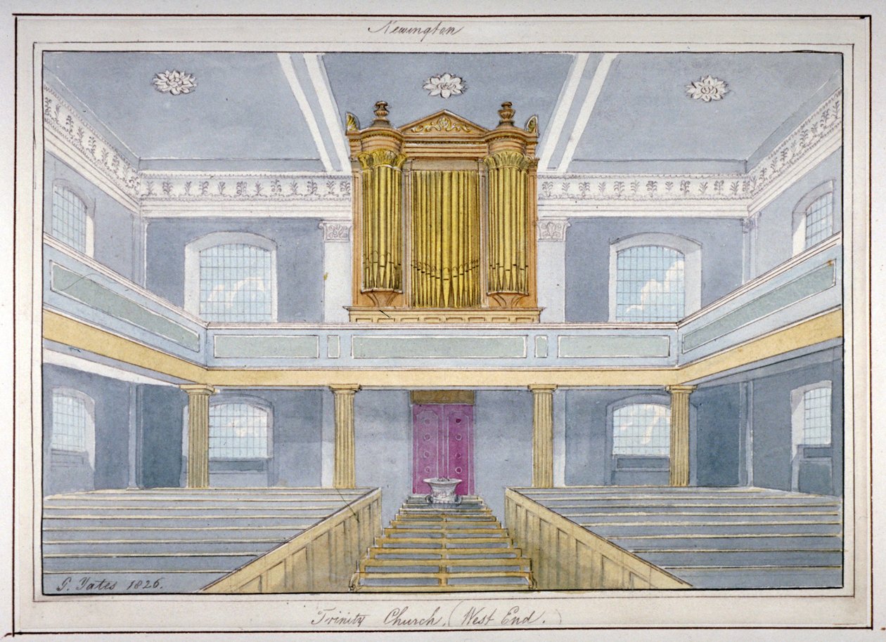 A Holy Trinity Church belseje, Newington, Southwark, London, 1826 alkotó: G Yates