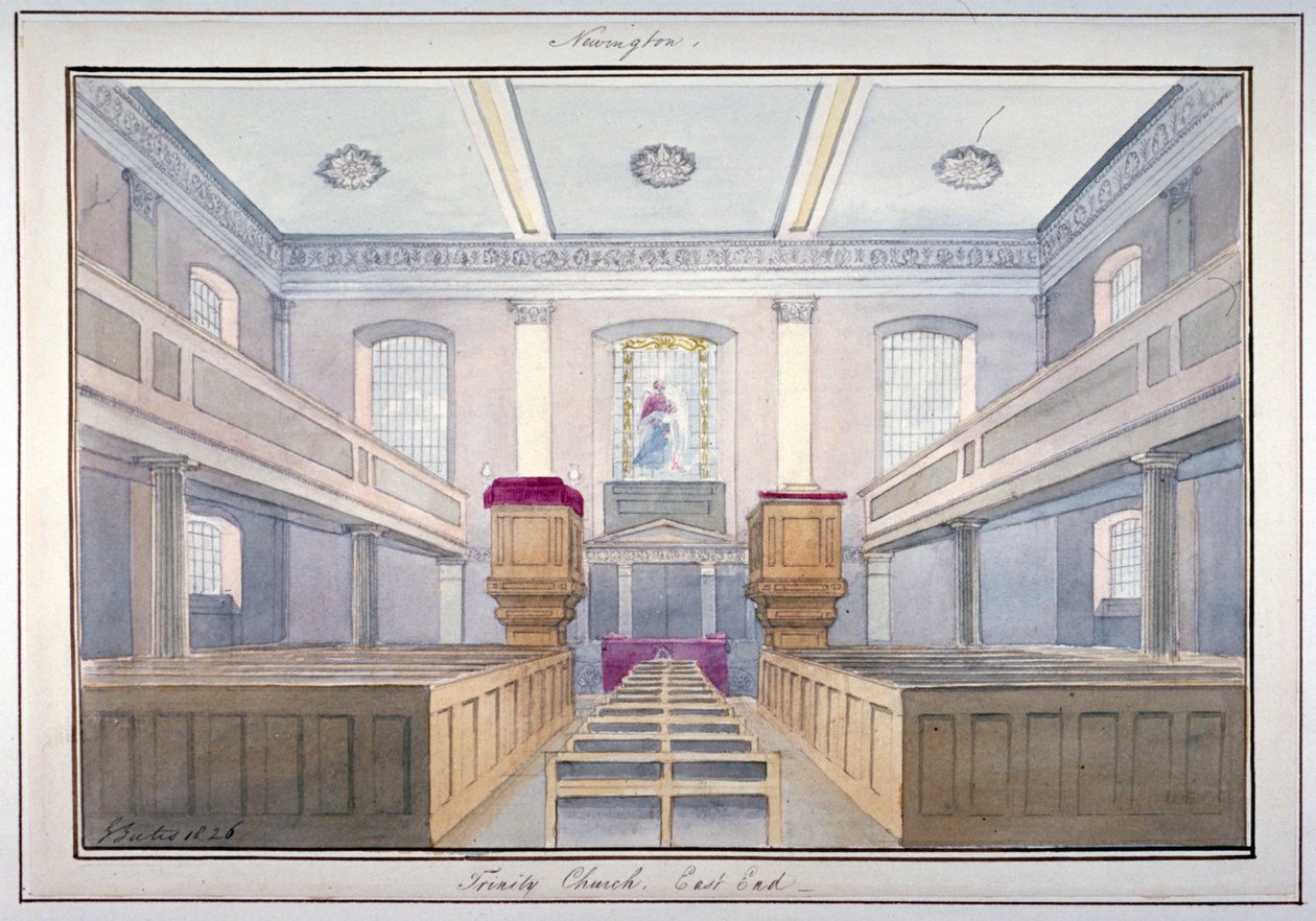 Belső nézet a Holy Trinity Church keleti végéről, Newington, Southwark, London, 1826 alkotó: G Yates