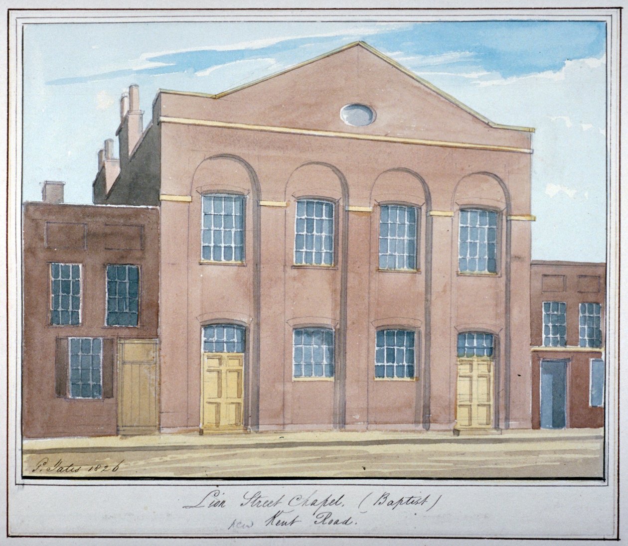 Lion Street Baptist Chapel, a New Kent Road mellett, Southwark, London, 1826 alkotó: G Yates