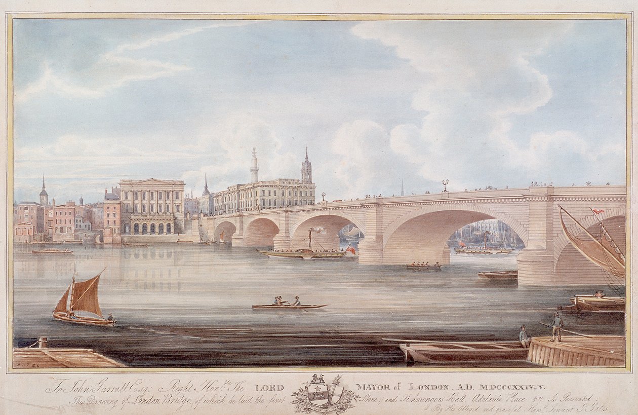 London Bridge új, London, c1835 alkotó: G Yates