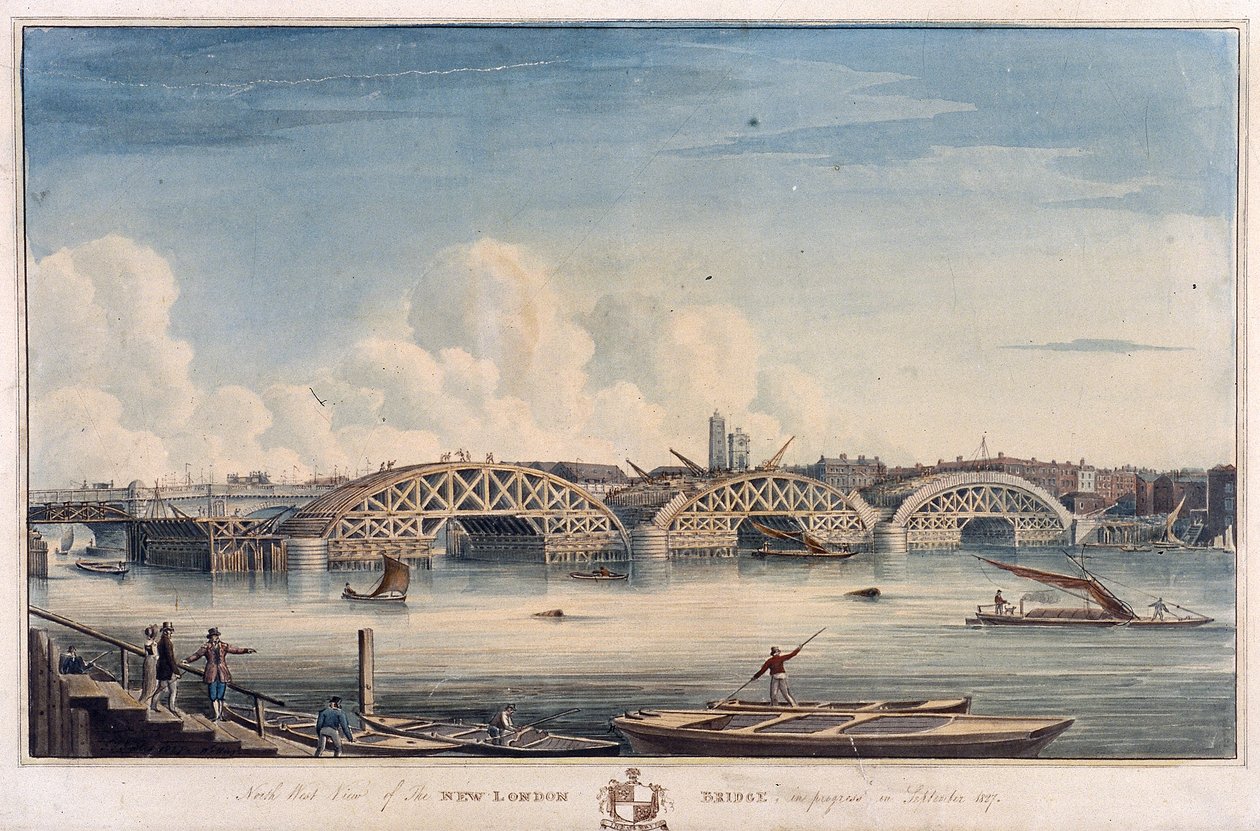 New London Bridge, London, 1827 alkotó: G Yates