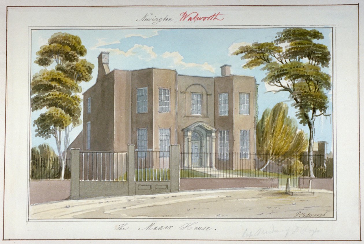 The Manor House, Newington, Southwark, London, 1826 alkotó: G Yates