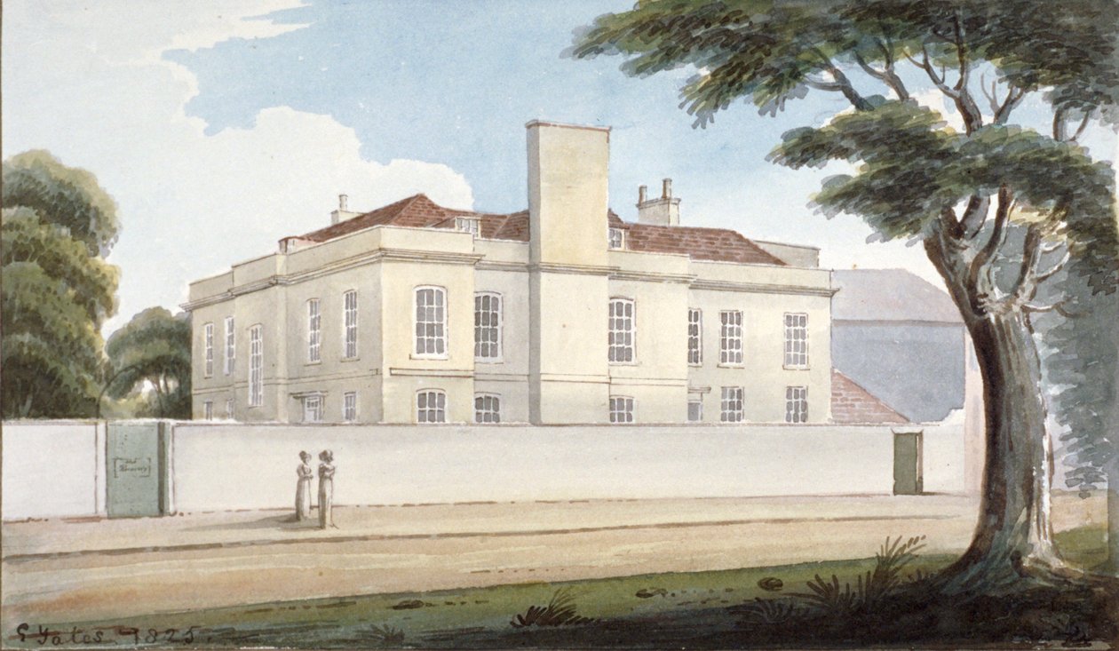 The Recovery, egy ház elmebetegek számára Mitcham Greenben, Mitcham, Surrey, 1825 alkotó: G Yates
