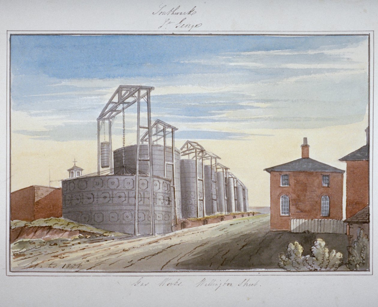 Gázművek képe a Pocock Street-ben, Southwark, London, 1826 alkotó: G Yates