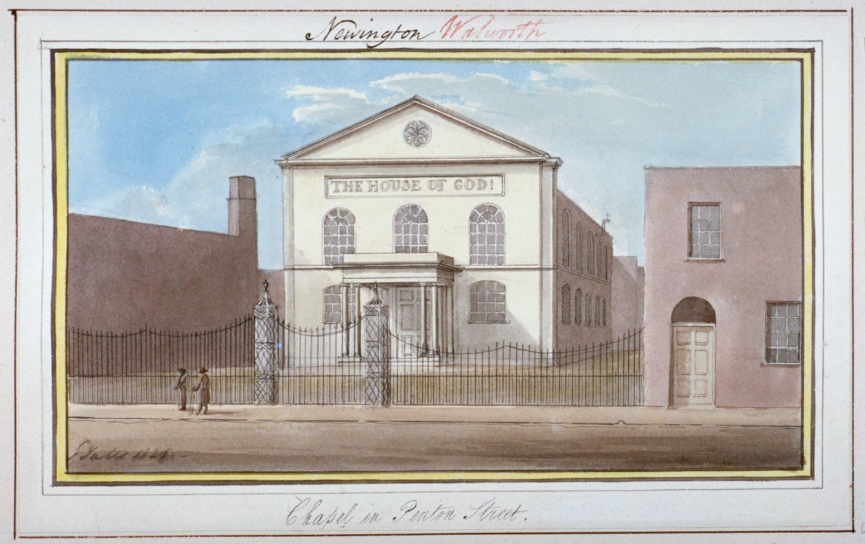 Kilátás a kápolnára a Penton Streeten, Southwark, London, 1825 alkotó: G Yates