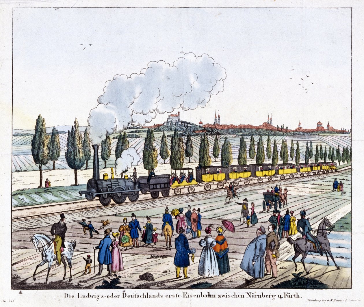 A Nürnberg-Furth vasútvonal megnyitása, 1835. december 7 alkotó: G. after Renner