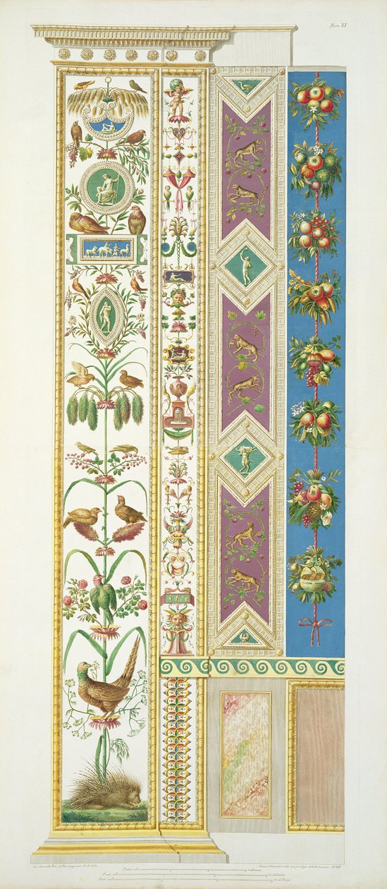 Panel a vatikáni Raphael Loggiáról, a „Delle Loggie di Rafaele nel Vaticano”-ból, Giovanni Ottaviani (kb. 1735-1808) metszet, 1772-77 körül megjelent (kézzel színezett metszet) alkotó: G. and Camporesi, P. Savorelli