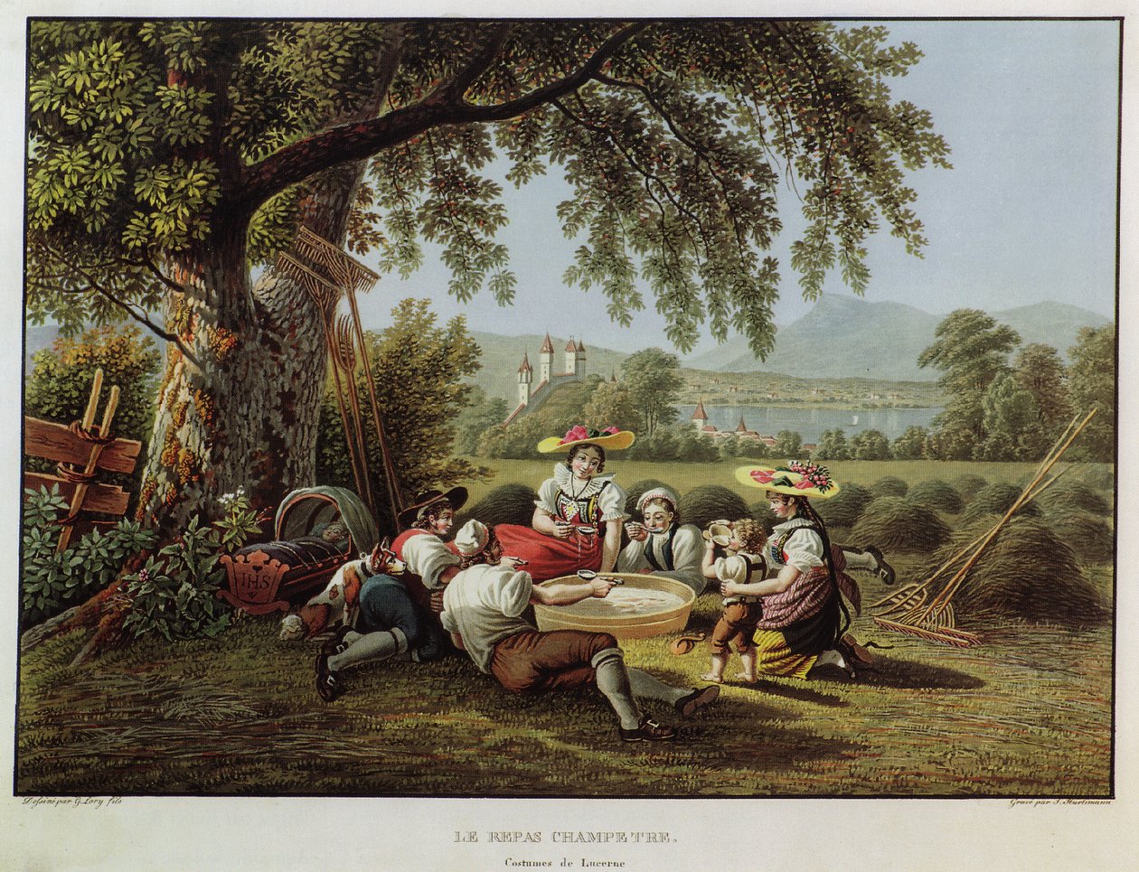 Étkezés a mezőn alkotó: Mathias Gabriel Lory