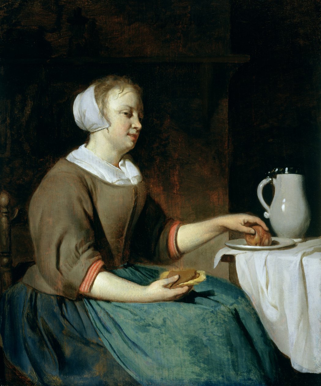 Egy asztalnál ülő lány portréja alkotó: Gabriel Metsu