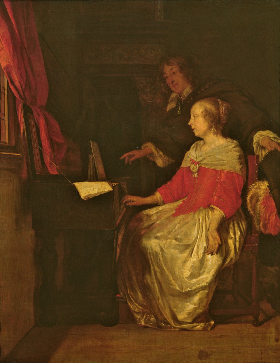A szűzies lecke alkotó: Gabriel Metsu