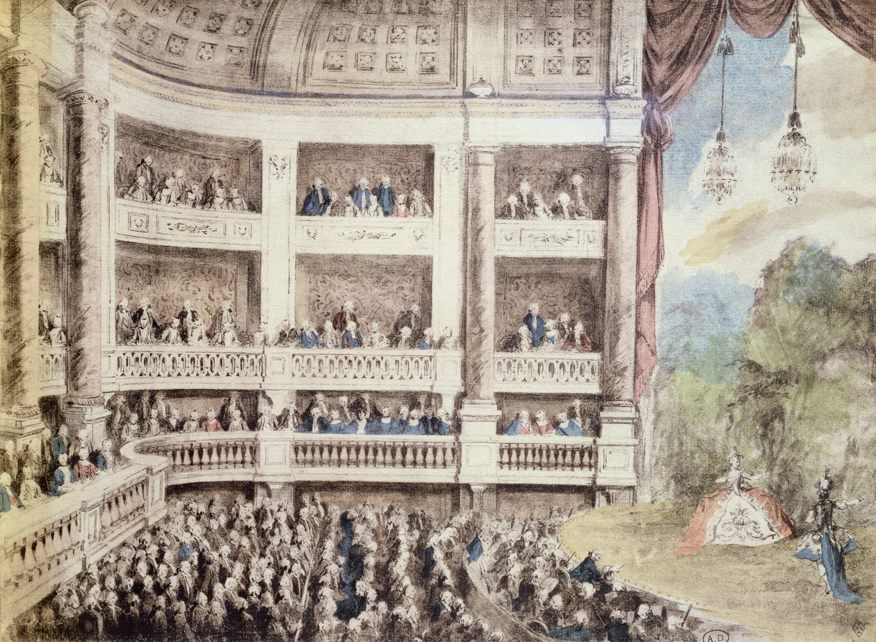Jelenet az Operában, 1760 körül alkotó: Gabriel de Saint Aubin