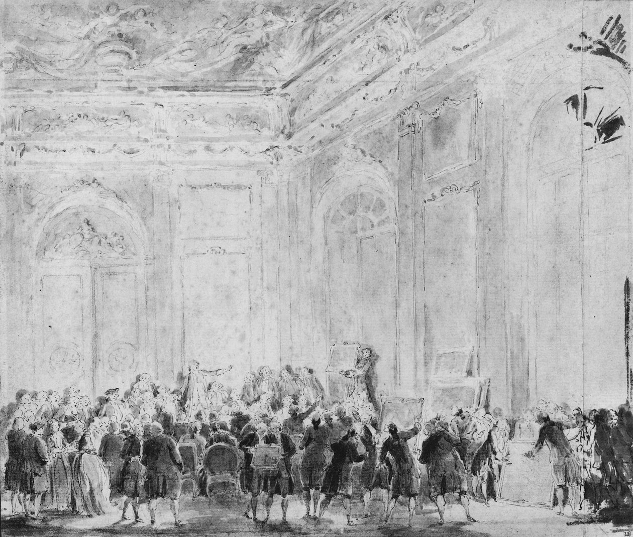 Jelenet festmények eladásával alkotó: Gabriel de Saint Aubin